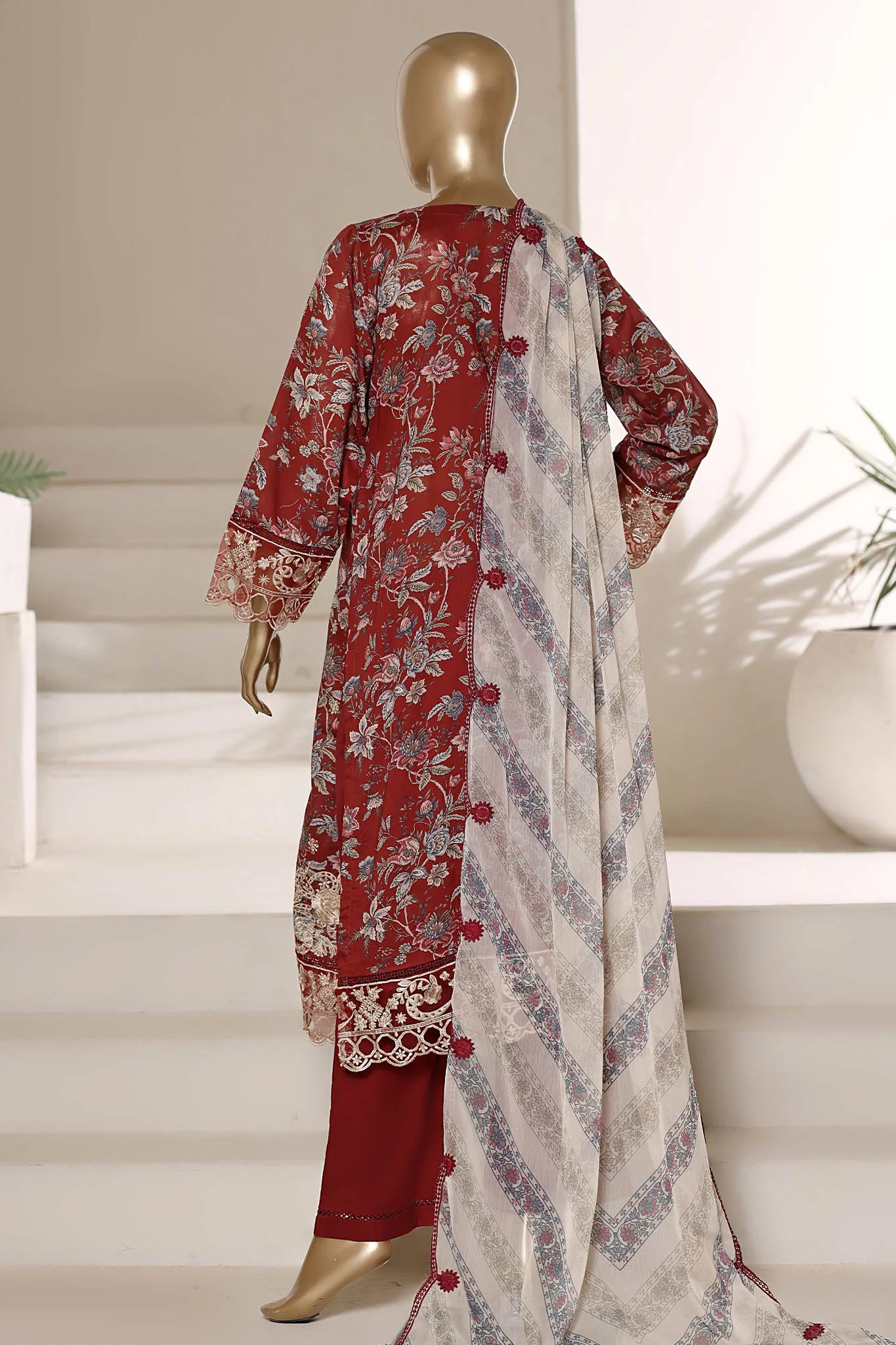 Signature By Sada Bahar Stitched 3 Piece Festive Emb Lawn Vol-02 Suit-CD-675-BROWN - Image 3