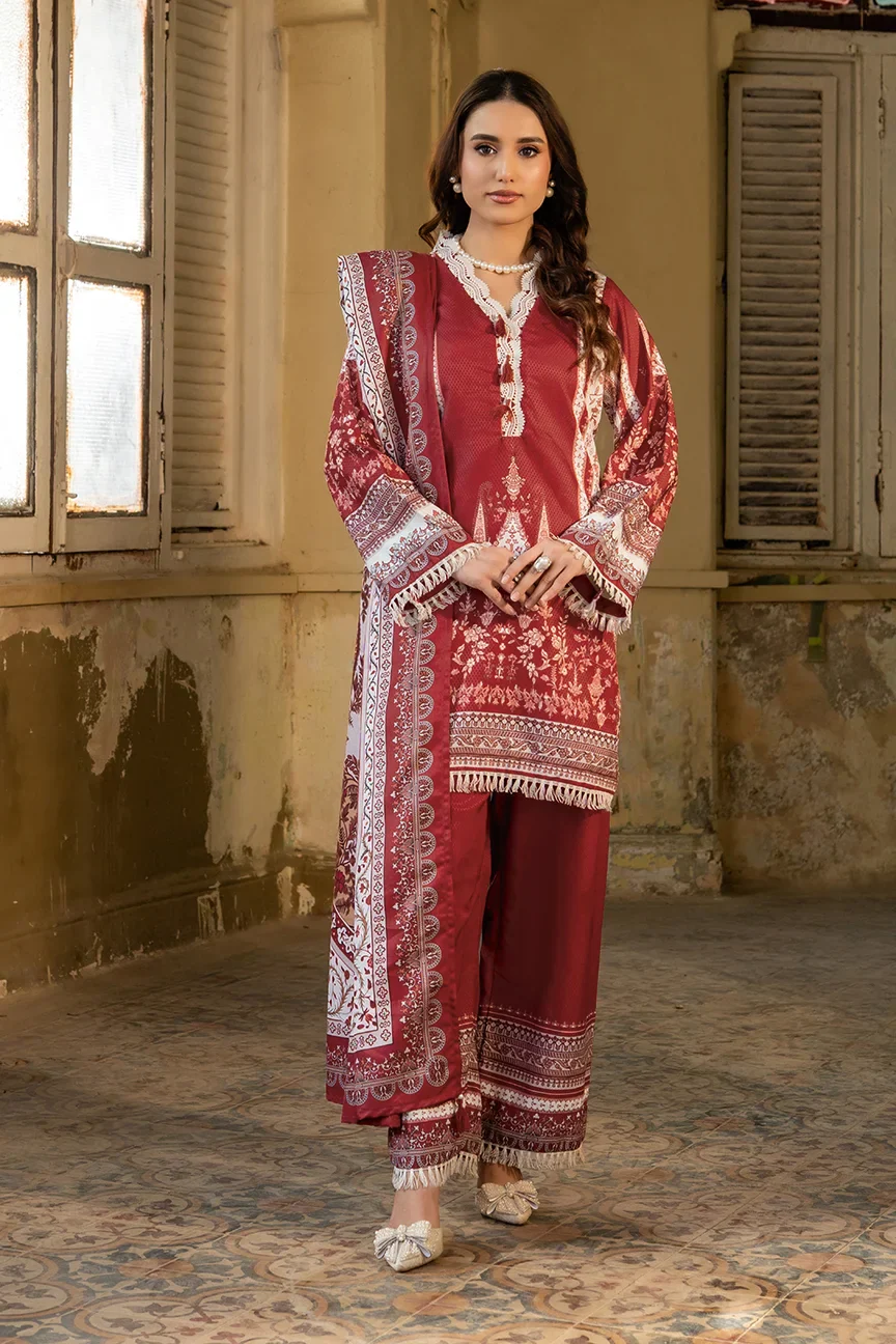 Dhaga Stitched 3 Piece Summer Suit-Celementine - Image 2