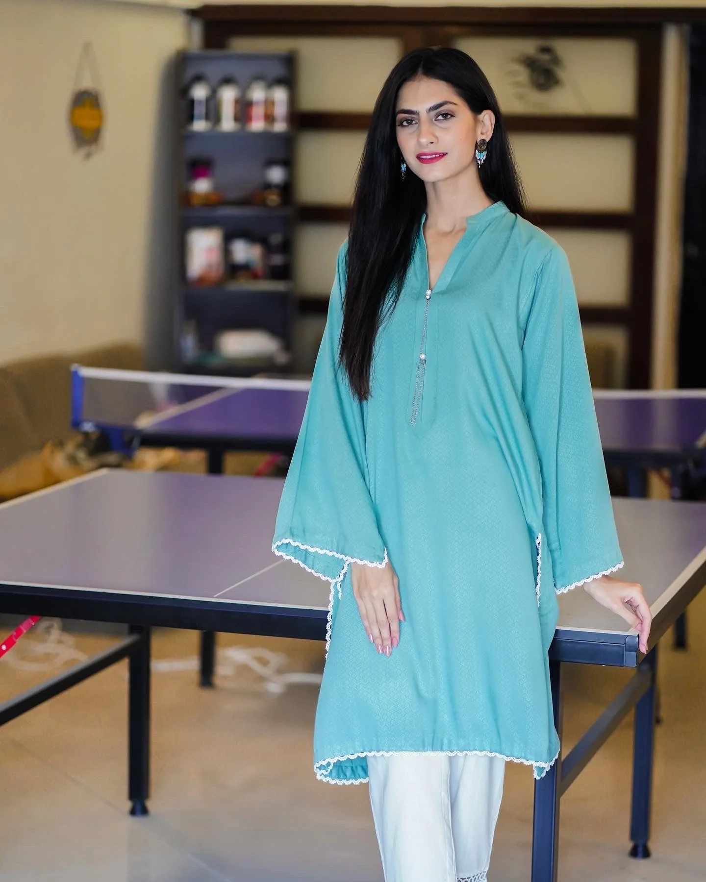 Zauk Stitched 1 Piece Collection-Celeste Aqua Shirt - Image 2