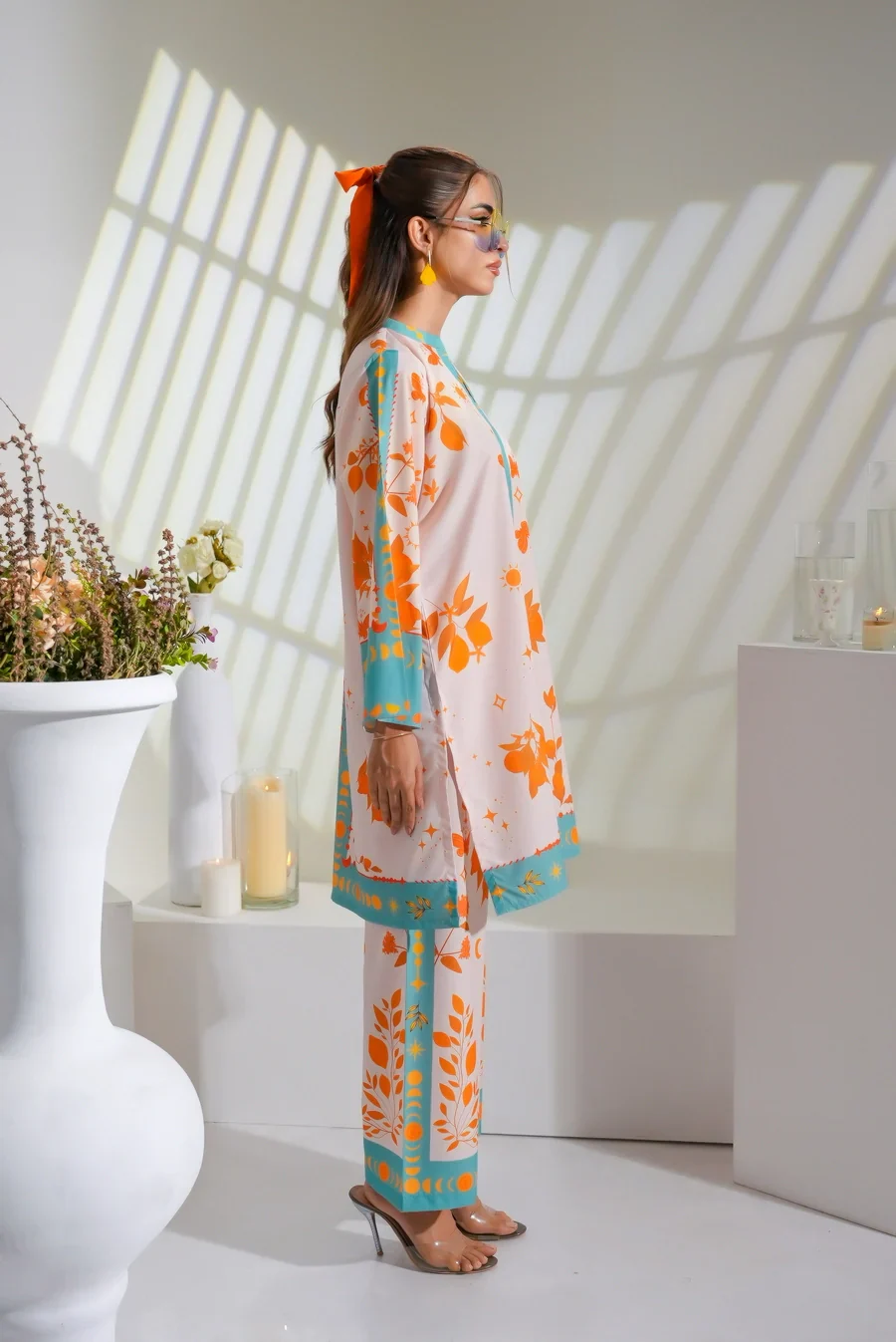 Dhaga Stitched 2 Piece Crepe Suit-Celestial - Image 3