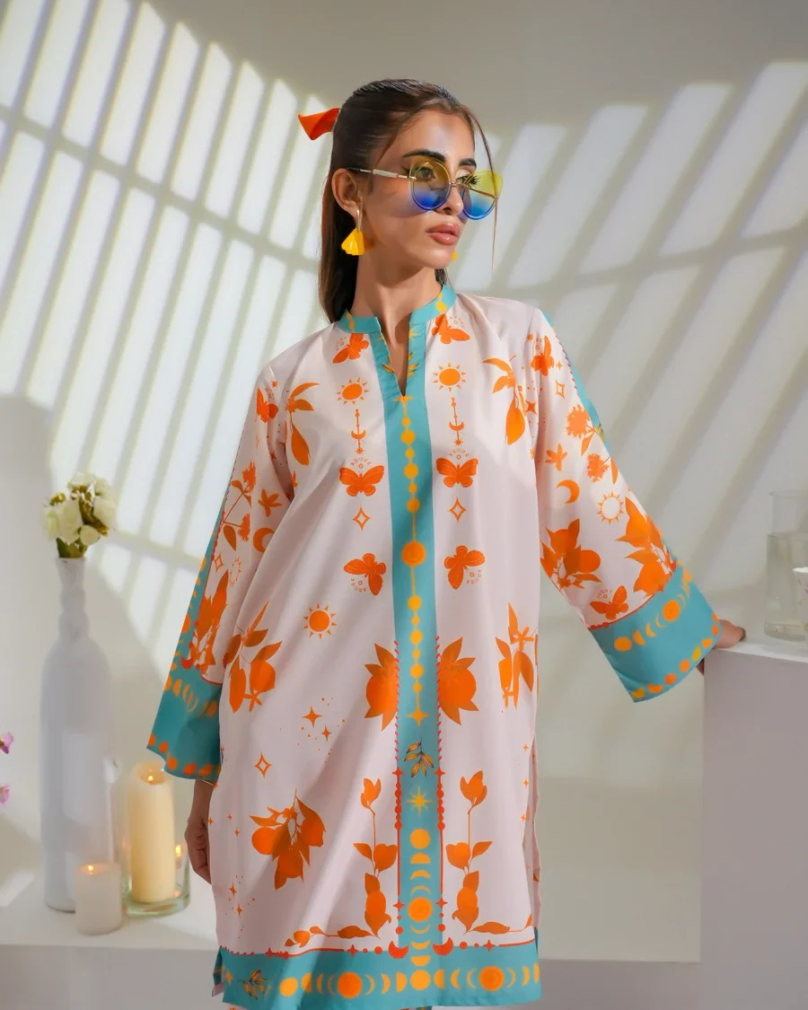 Dhaga Stitched 2 Piece Crepe Suit-Celestial - Image 5