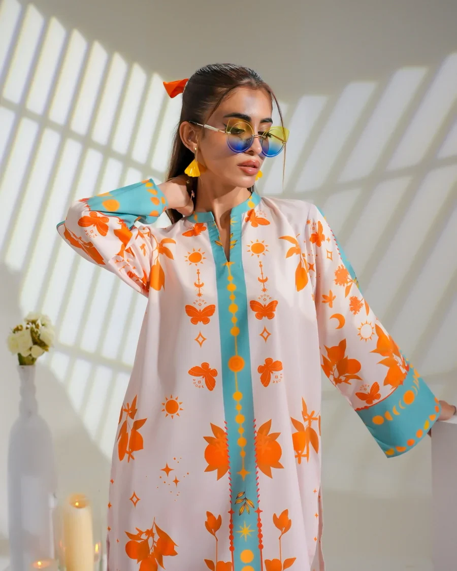 Dhaga Stitched 2 Piece Crepe Suit-Celestial - Image 6