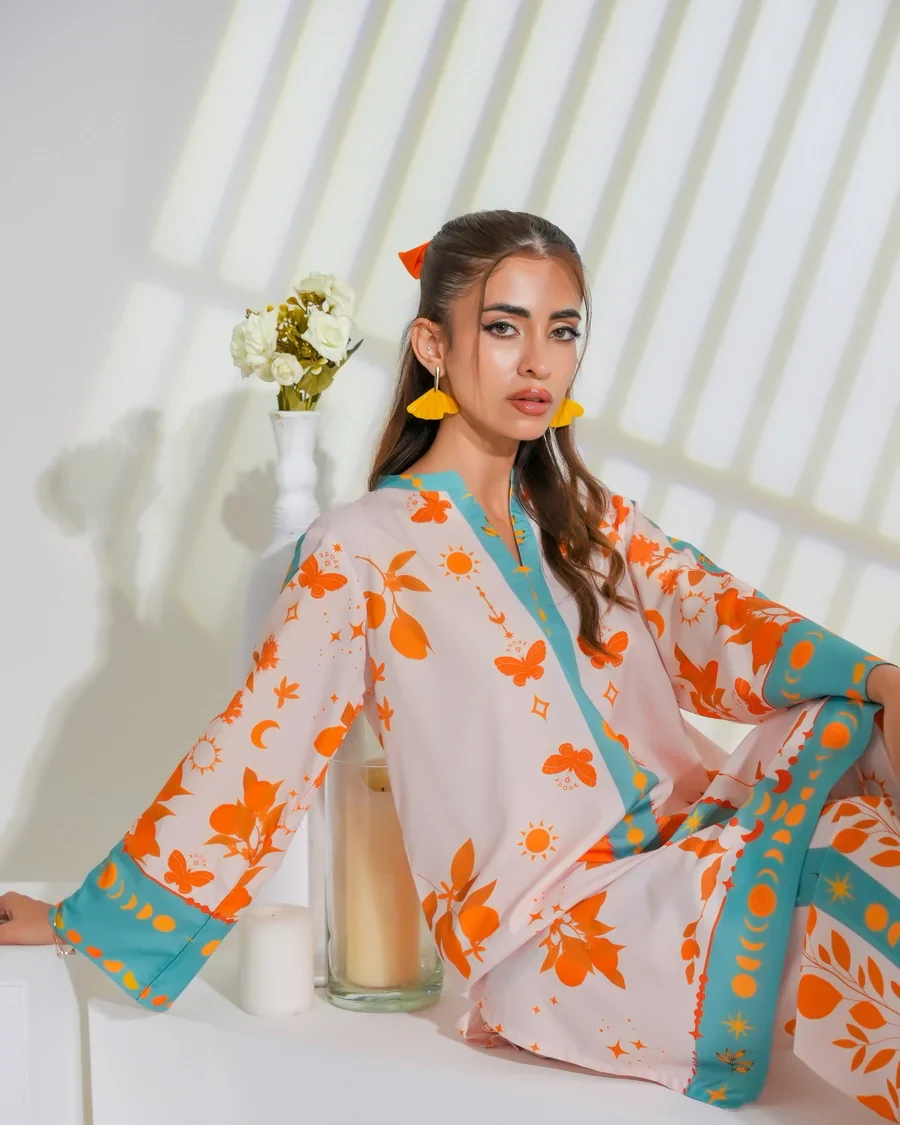 Dhaga Stitched 2 Piece Crepe Suit-Celestial - Image 8