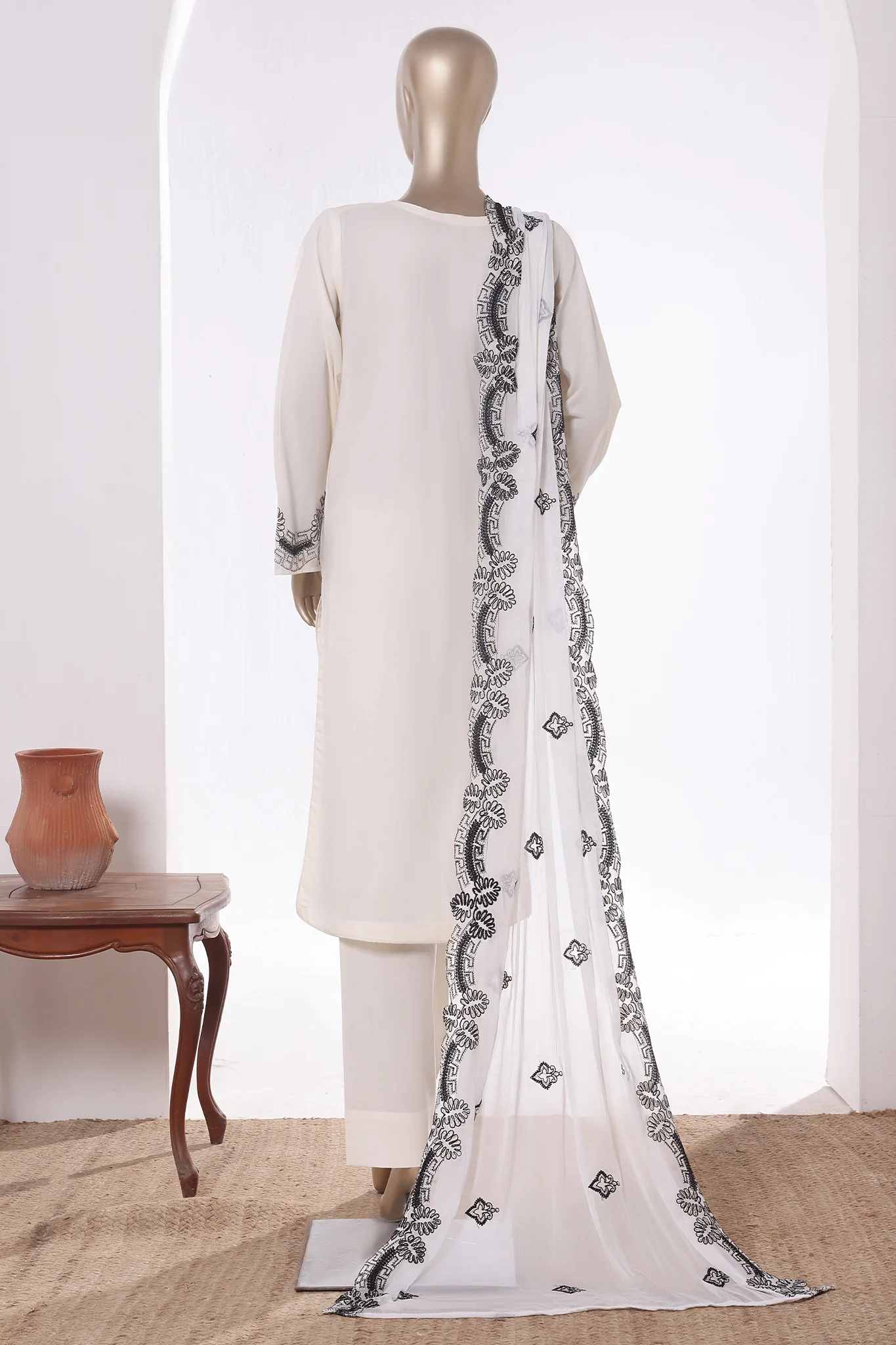 Khombi Stitched 3 Piece Luxury Cotton Suit-195-C - Image 4