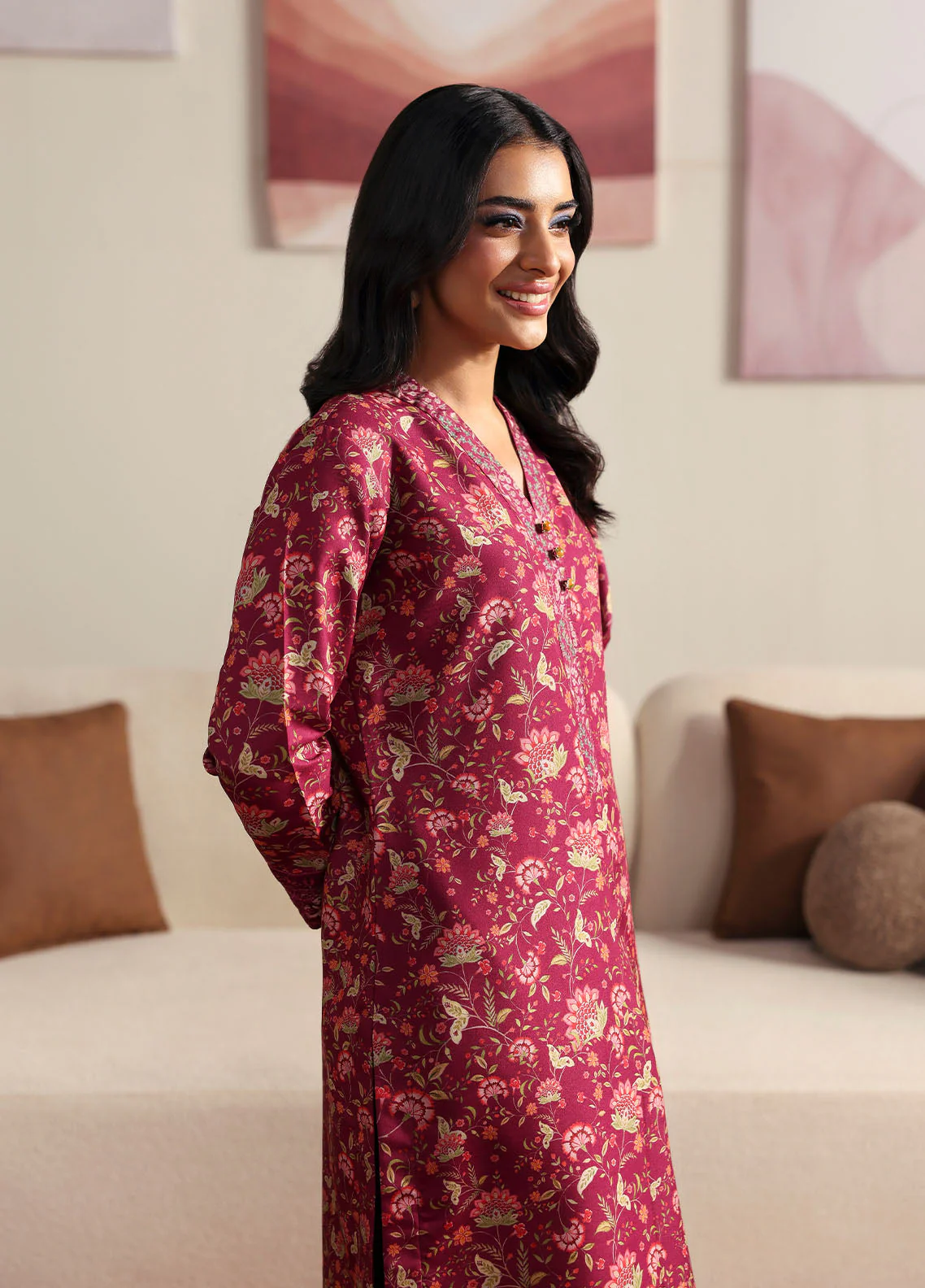 Gulaal Stitched 2 Piece Basic Lawn Suit-Cerise - Image 5