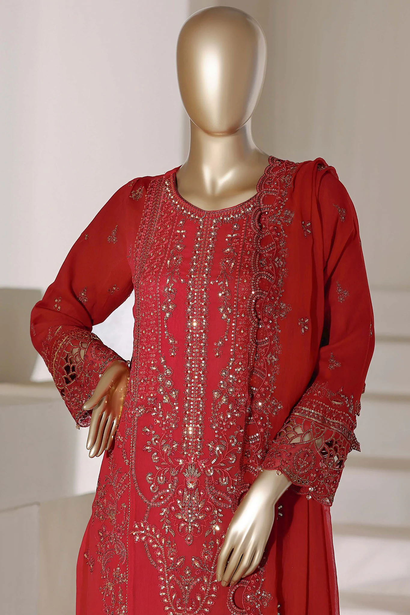 Afsany By Sada Bahar Stitched 3 Piece Luxury Chiffon Vol-01 Suit-CF-10-Maroon - Image 2