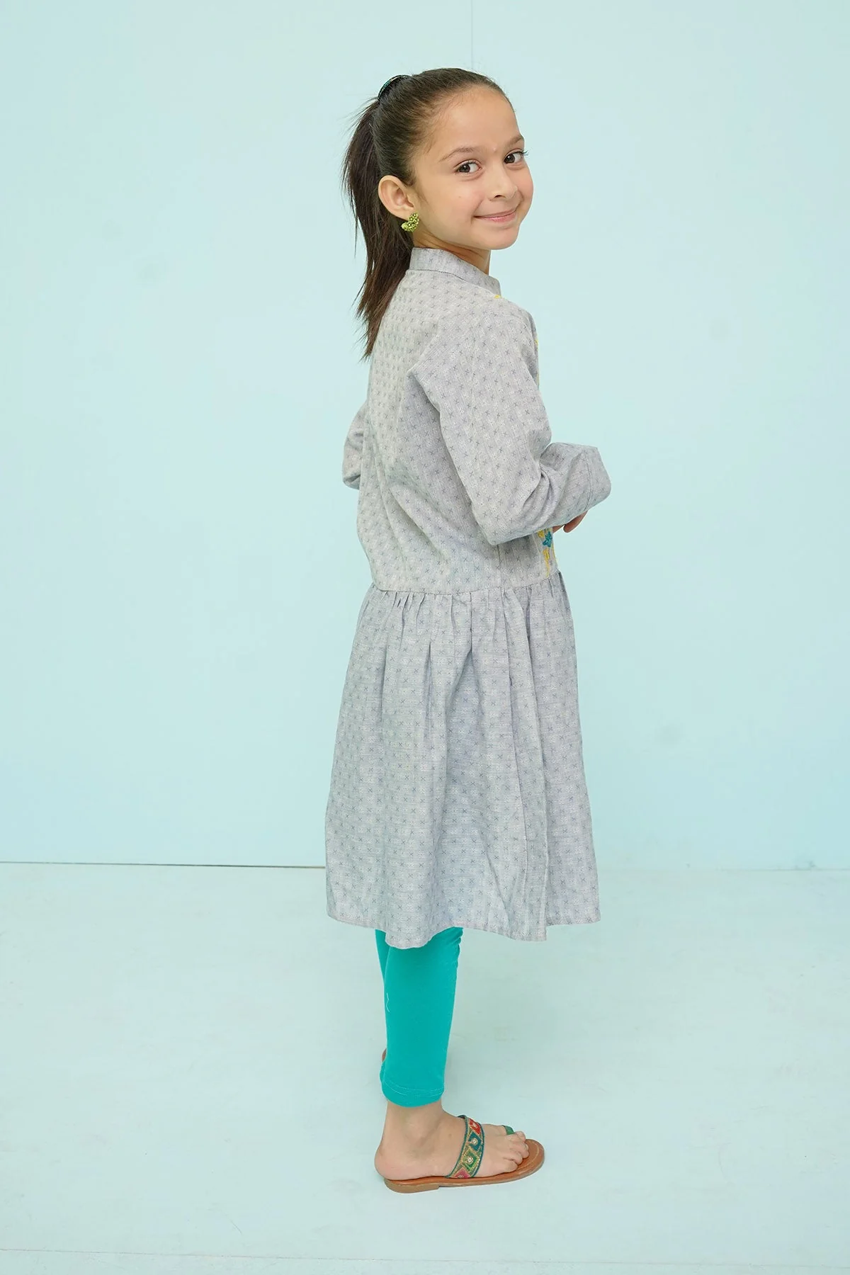Ochre Clothing Chambray Cotton Embroidered Top - Image 3
