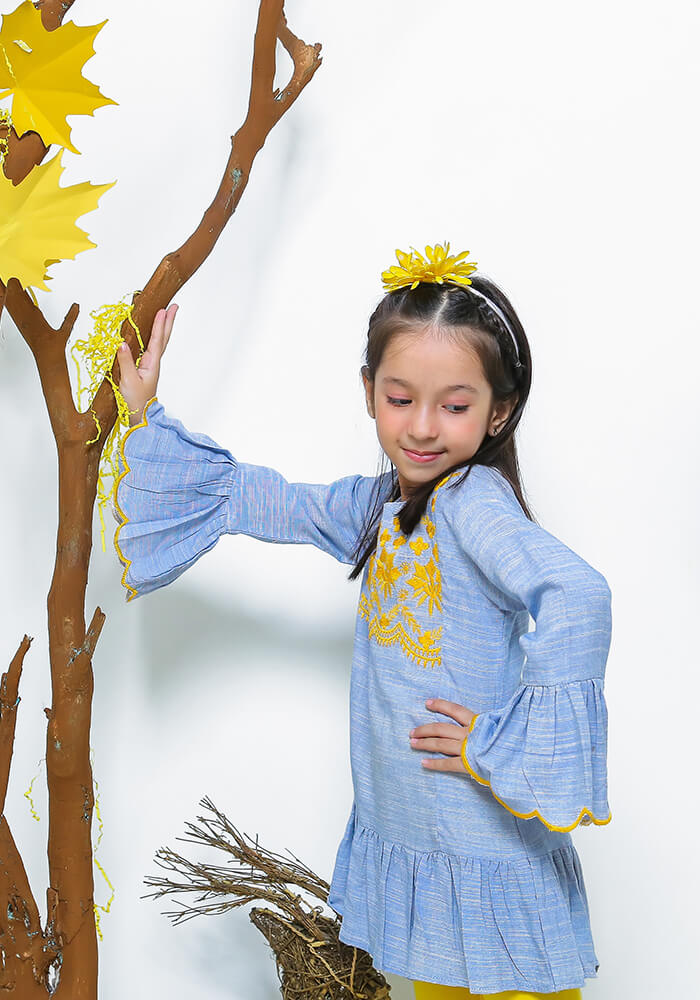 Ochre Clothing Chambray Embroidered Top - Image 2