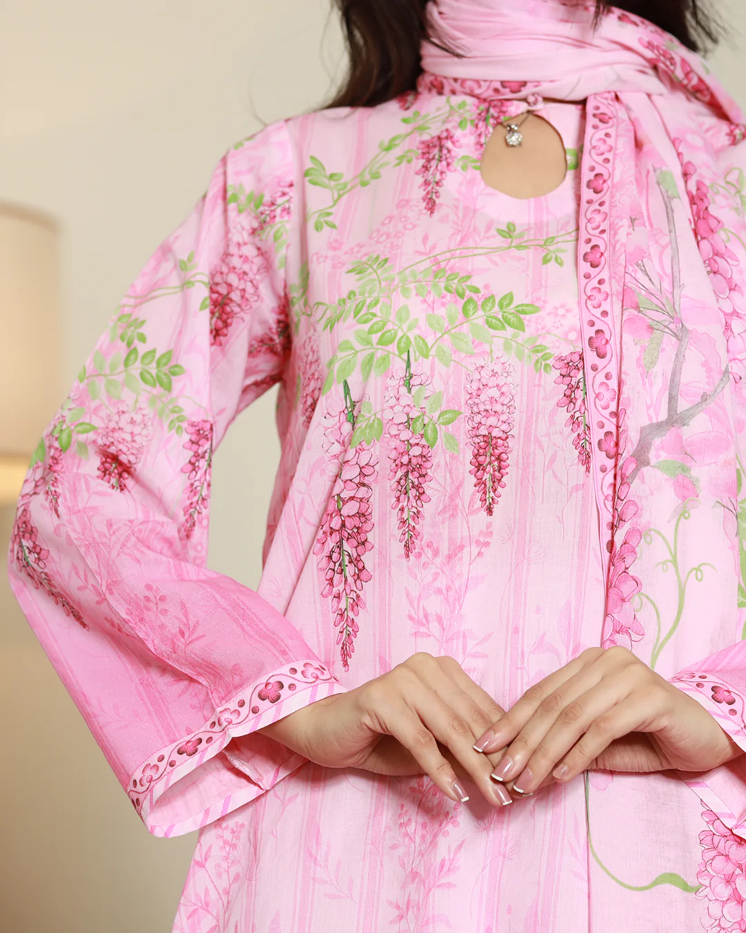 Chameli Studio-Whispered Grace Lawn Digital Print 3 Piece Unstitched Suit-WRTS-0001 - Image 3
