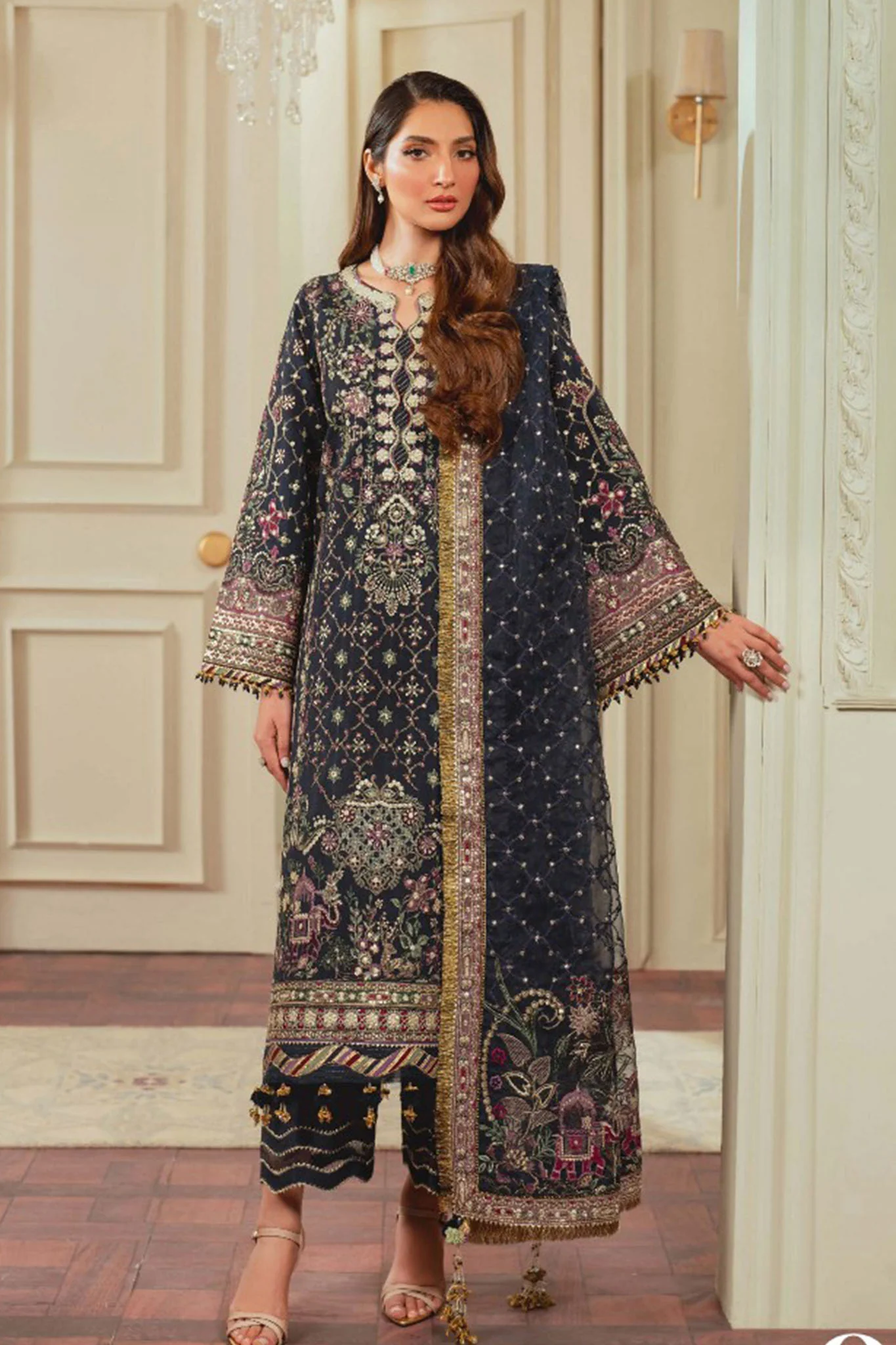Chantelle By Baroque Unstitched 3 Piece Luxury Formals Vol-13 Suit-EC-07 - Image 5