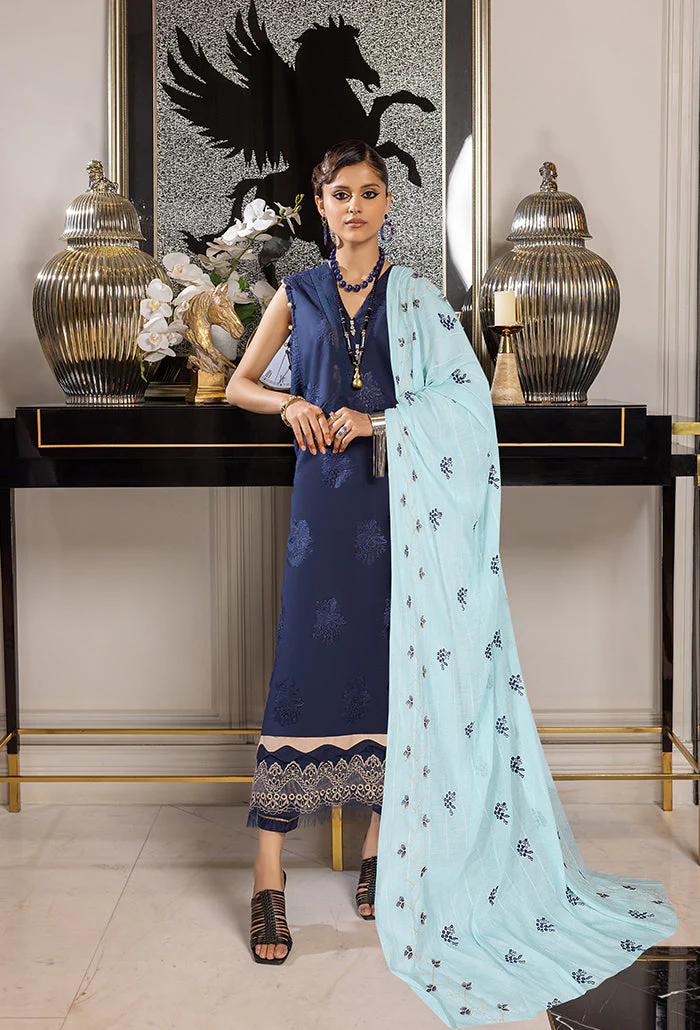 Charlotte By Humdum Unstitched 3 Piece Emb Chikankari Lawn Suit-D-09 - Image 3