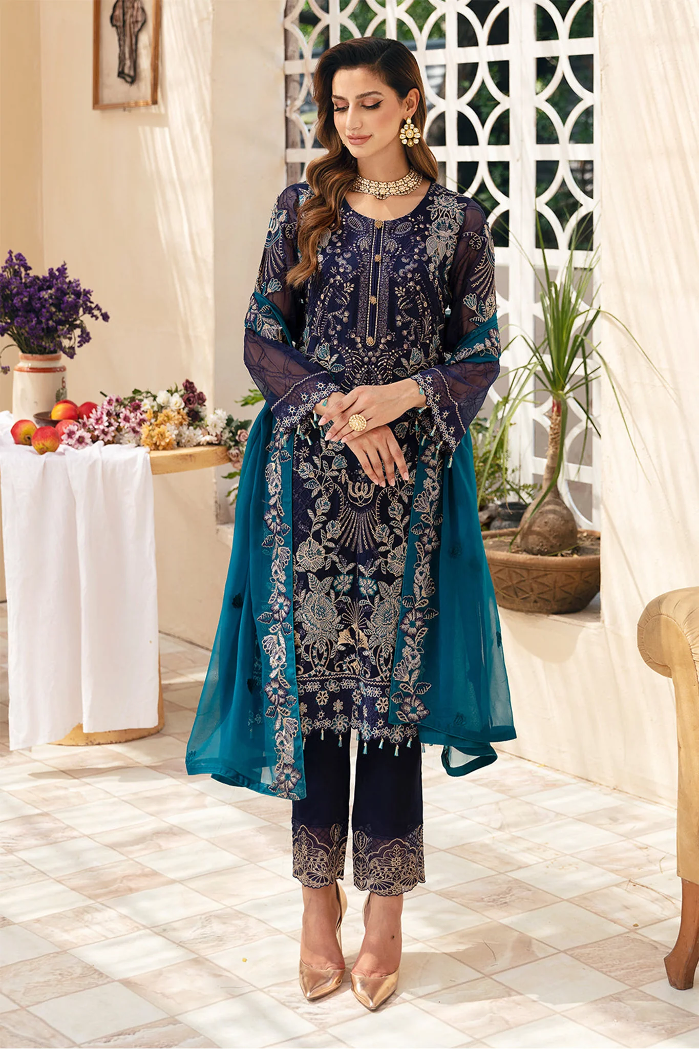 Chevron By Ramsha Unstitched 3 Piece Luxury Chiffon Vol-09 Suit-A-903