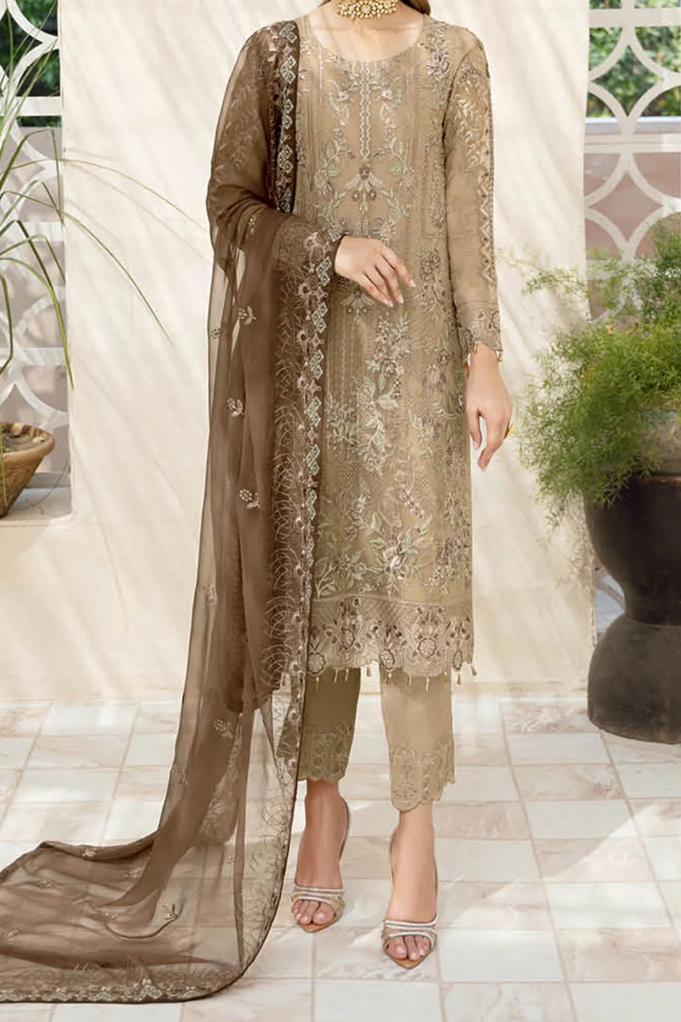 Chevron By Ramsha Unstitched 3 Piece Luxury Chiffon Vol-09 Suit-A-904