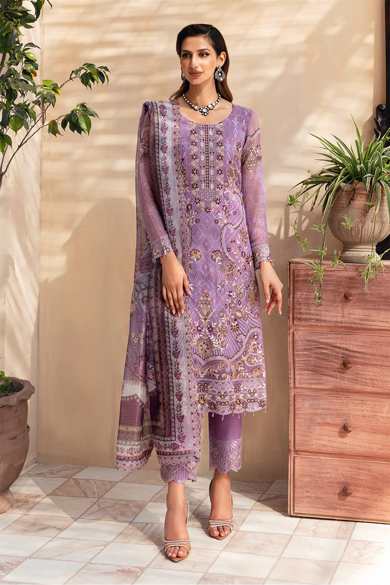 Chevron By Ramsha Unstitched 3 Piece Luxury Chiffon Vol-09 Suit-A-906