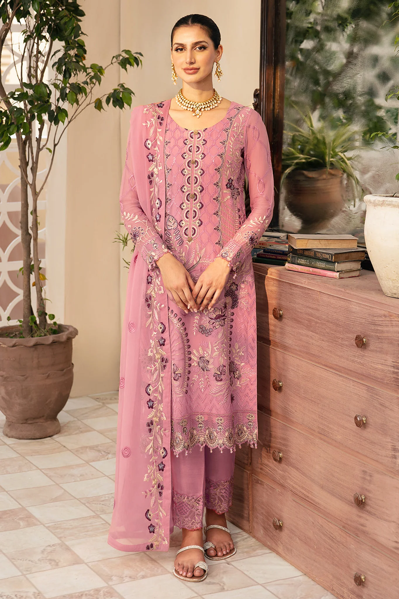 Chevron By Ramsha Unstitched 3 Piece Luxury Chiffon Vol-09 Suit-A-909