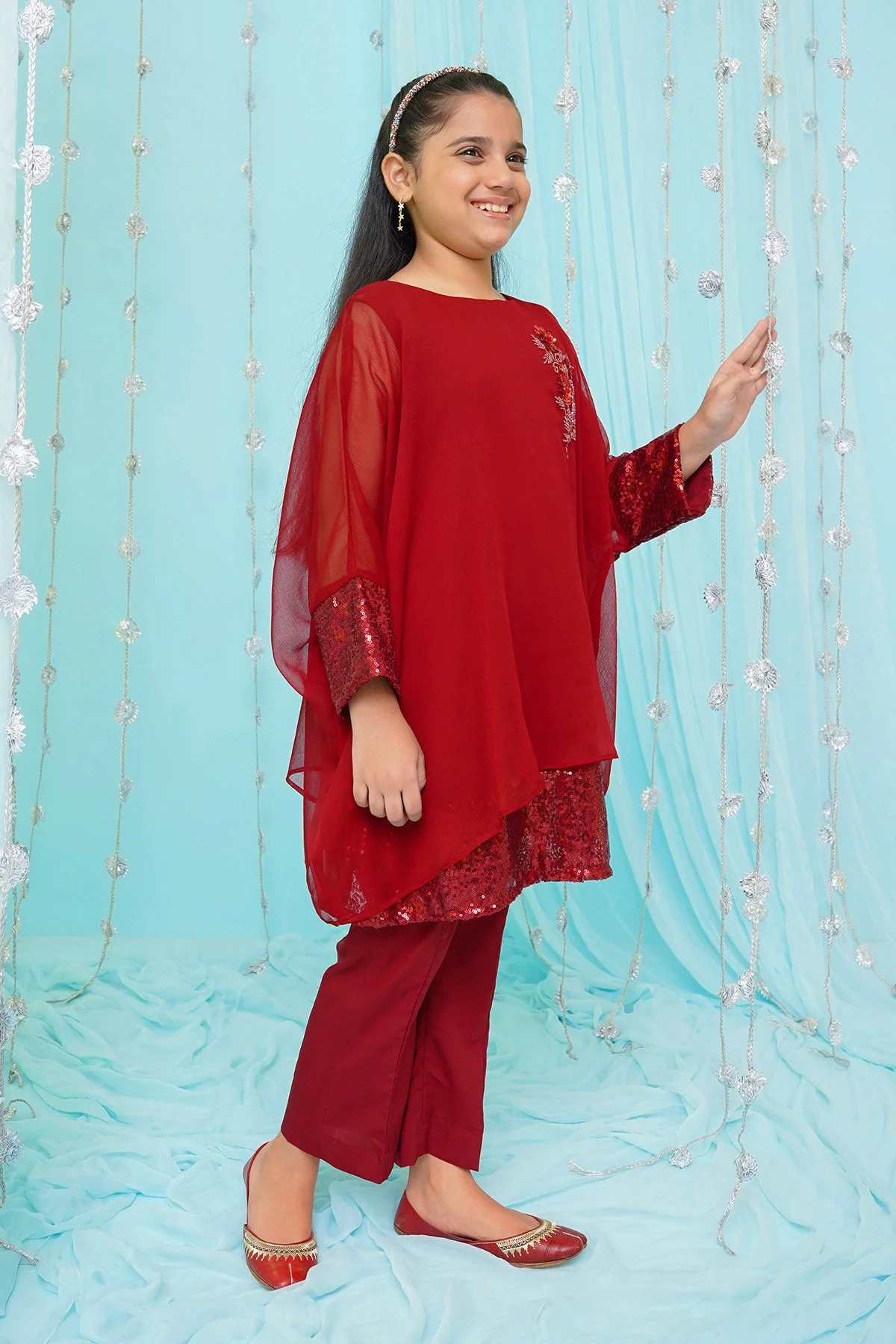 Ochre Clothing Chiffon Hand Adda Work 2 Pc Suit - Image 3