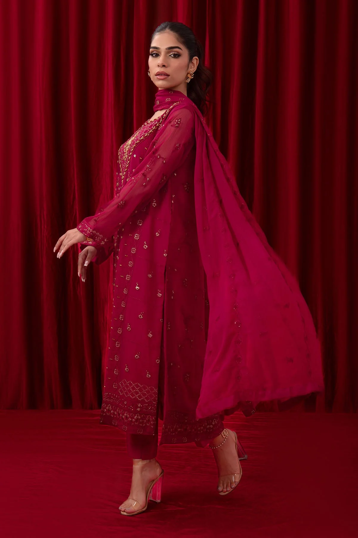 Ochre Clothing Stitched 3 Piece Luxury Emb Chiffon Suit-SOF-01 - Image 5