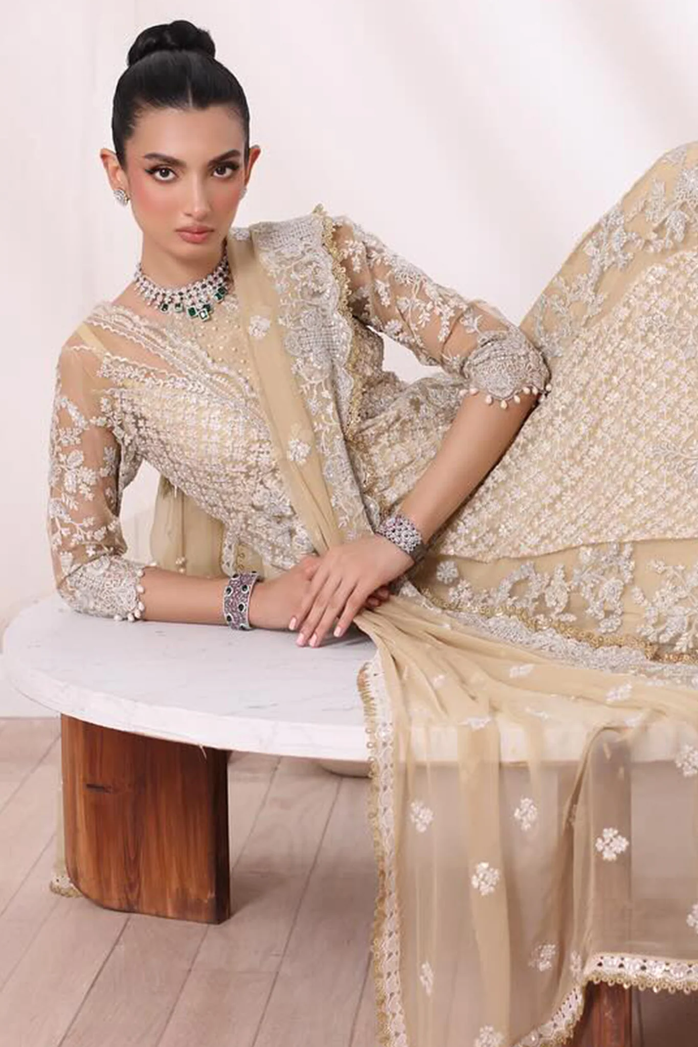 Chiffon De Luxe By Noor Saadia Asad Unstitched 3 Piece Luxury Formals Suit-D-01-Nura - Image 2