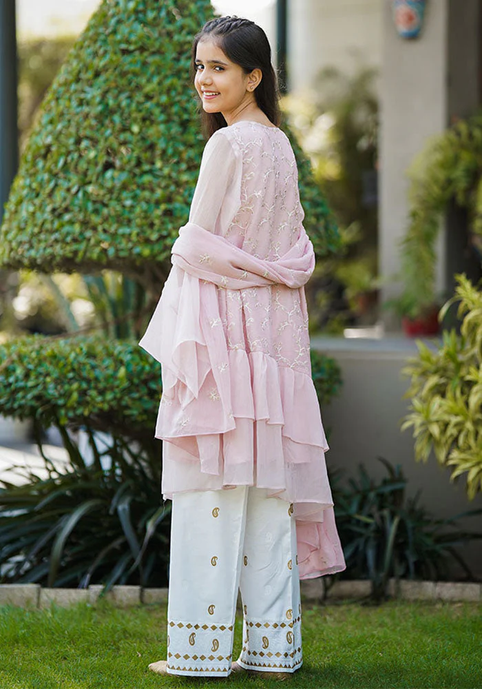 Ochre Clothing Chiffon Embroidered 3 Pc Suit - Image 7