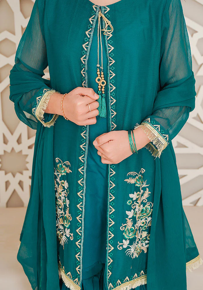 Ochre Clothing Chiffon Embroidered 3 Pc Suit - Image 2