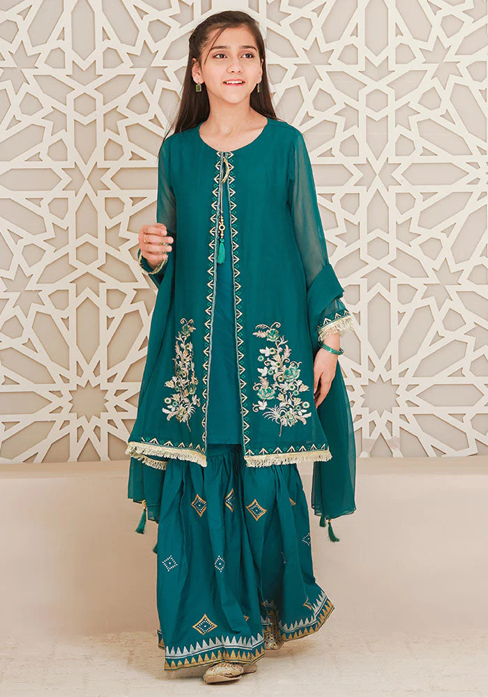 Ochre Clothing Chiffon Embroidered 3 Pc Suit - Image 6
