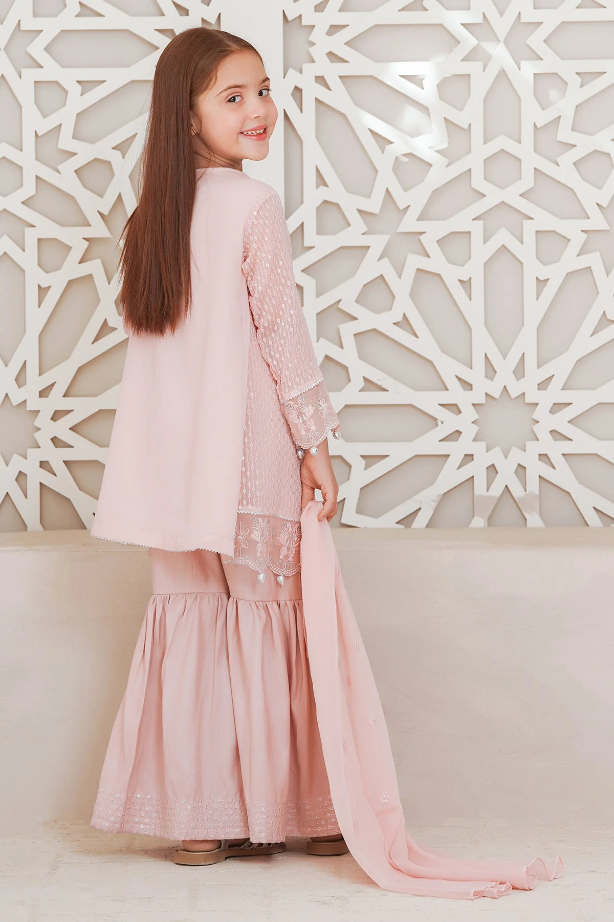 Ochre Clothing Chiffon Embroidered 3 Pc Suit - Image 3