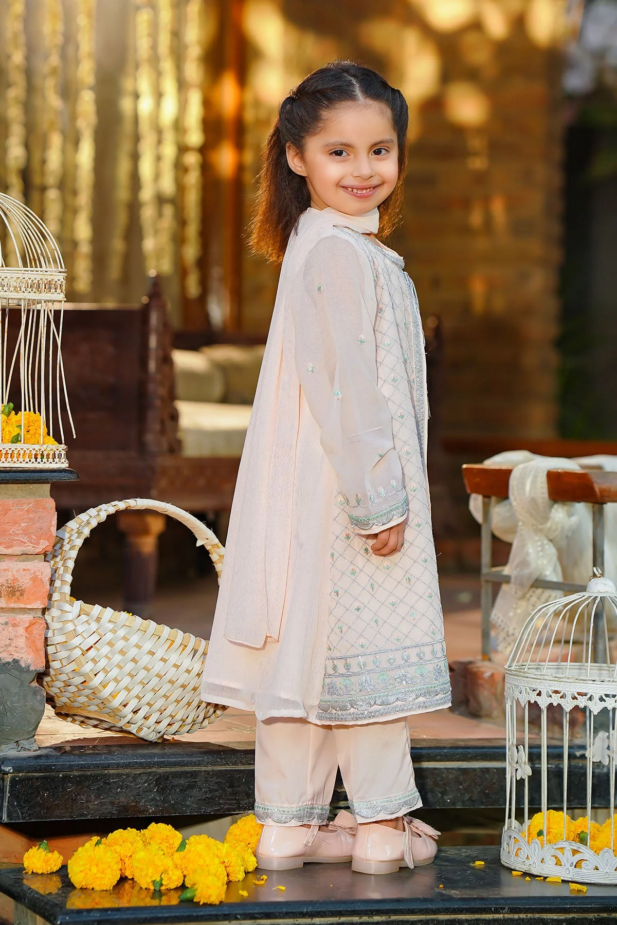 Ochre Clothing Chiffon Embroidered 3 Pc Suit-INCF-39 - Image 4