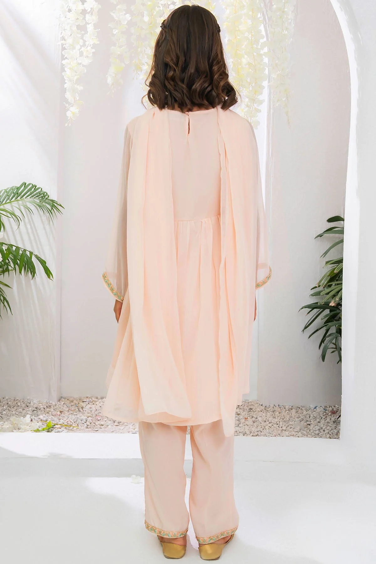 Ochre Clothing Chiffon Embroidered 3 Pc Suit-EM-65 - Image 5