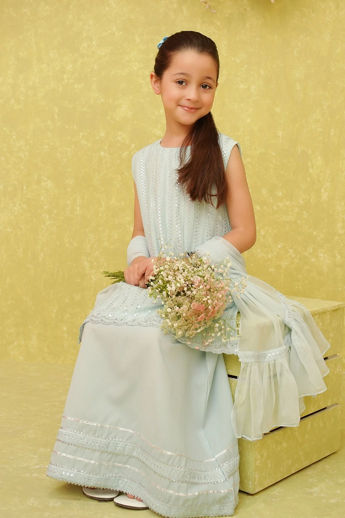 Ochre Clothing Chiffon Embroidered 3 Pc Suit - Image 2