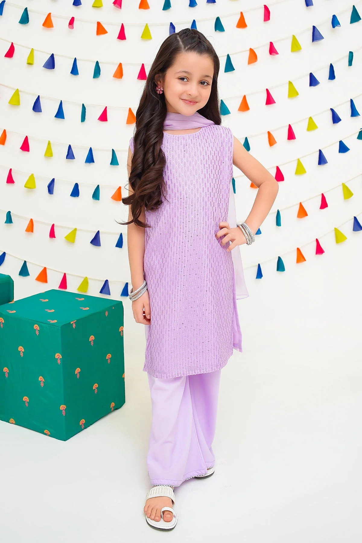 Ochre Clothing Chiffon Embroidered 3 Pc Suit