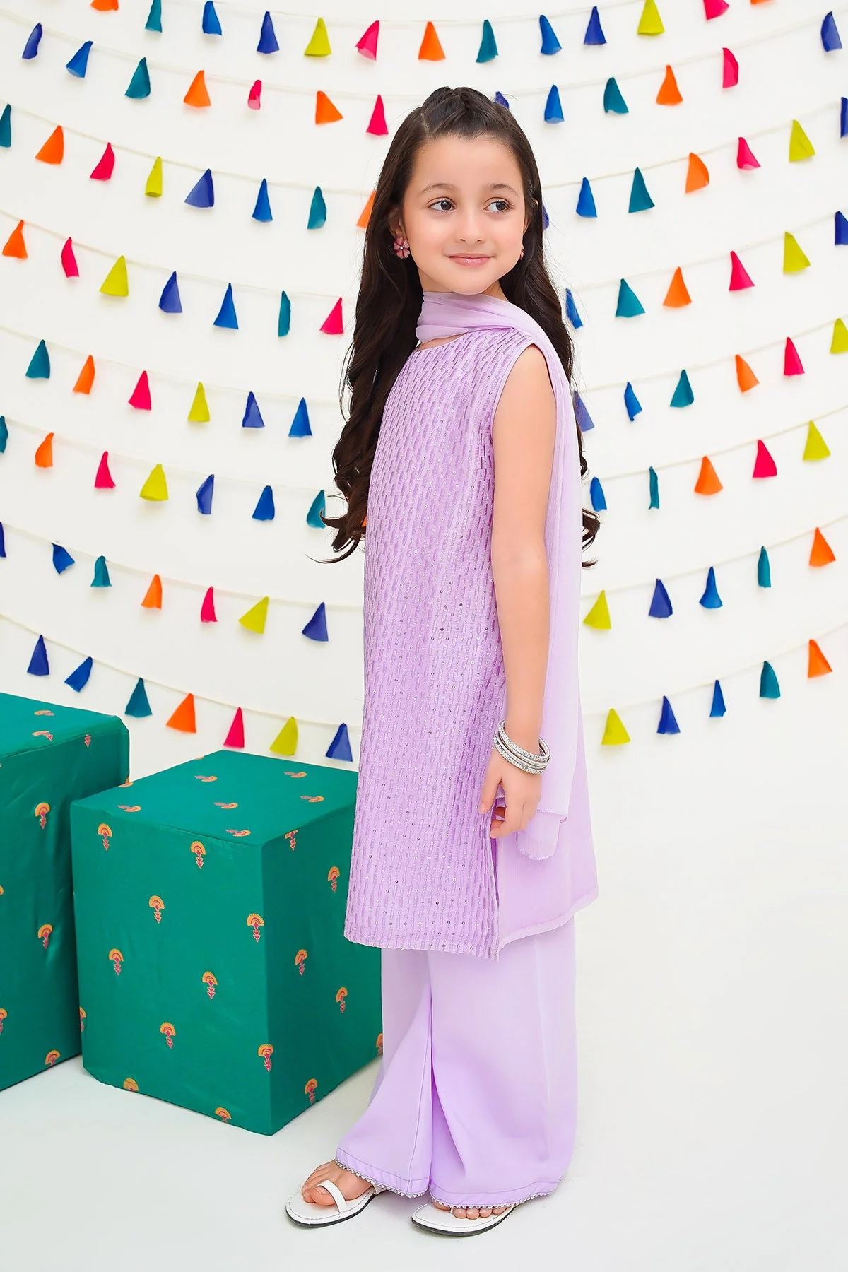 Ochre Clothing Chiffon Embroidered 3 Pc Suit - Image 4