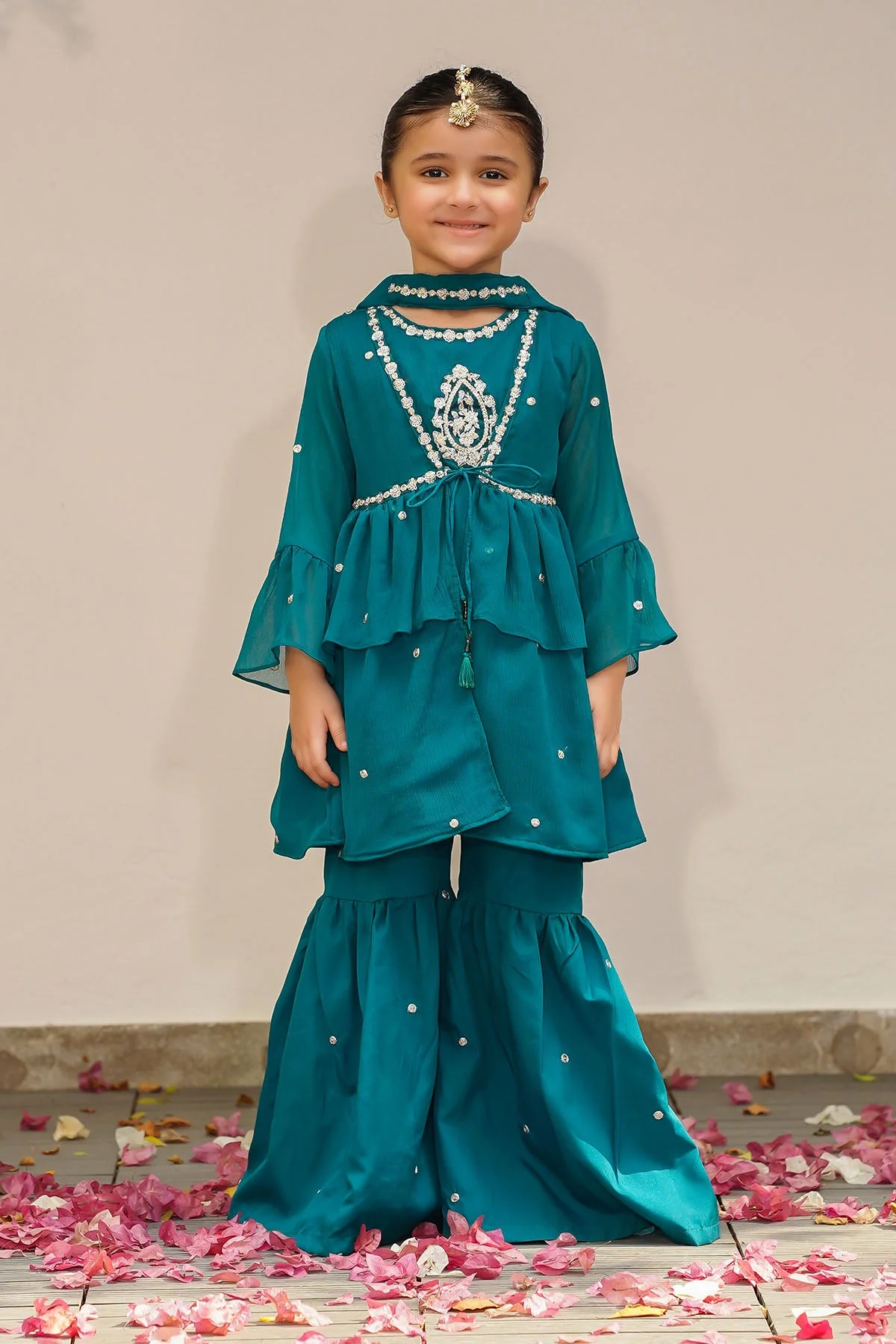 Ochre Clothing Chiffon Embroidered 3 Pc Suit Suit-INSHD-07