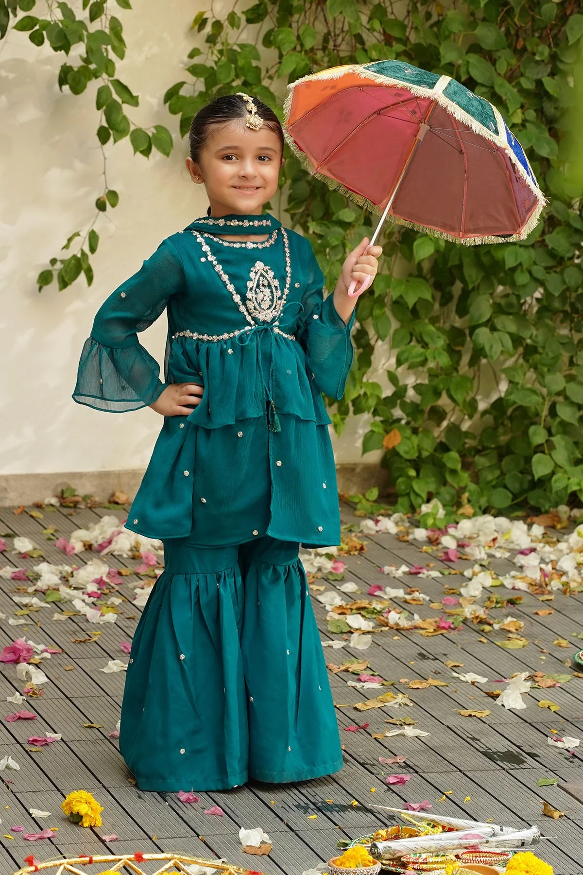 Ochre Clothing Chiffon Embroidered 3 Pc Suit Suit-INSHD-07 - Image 3