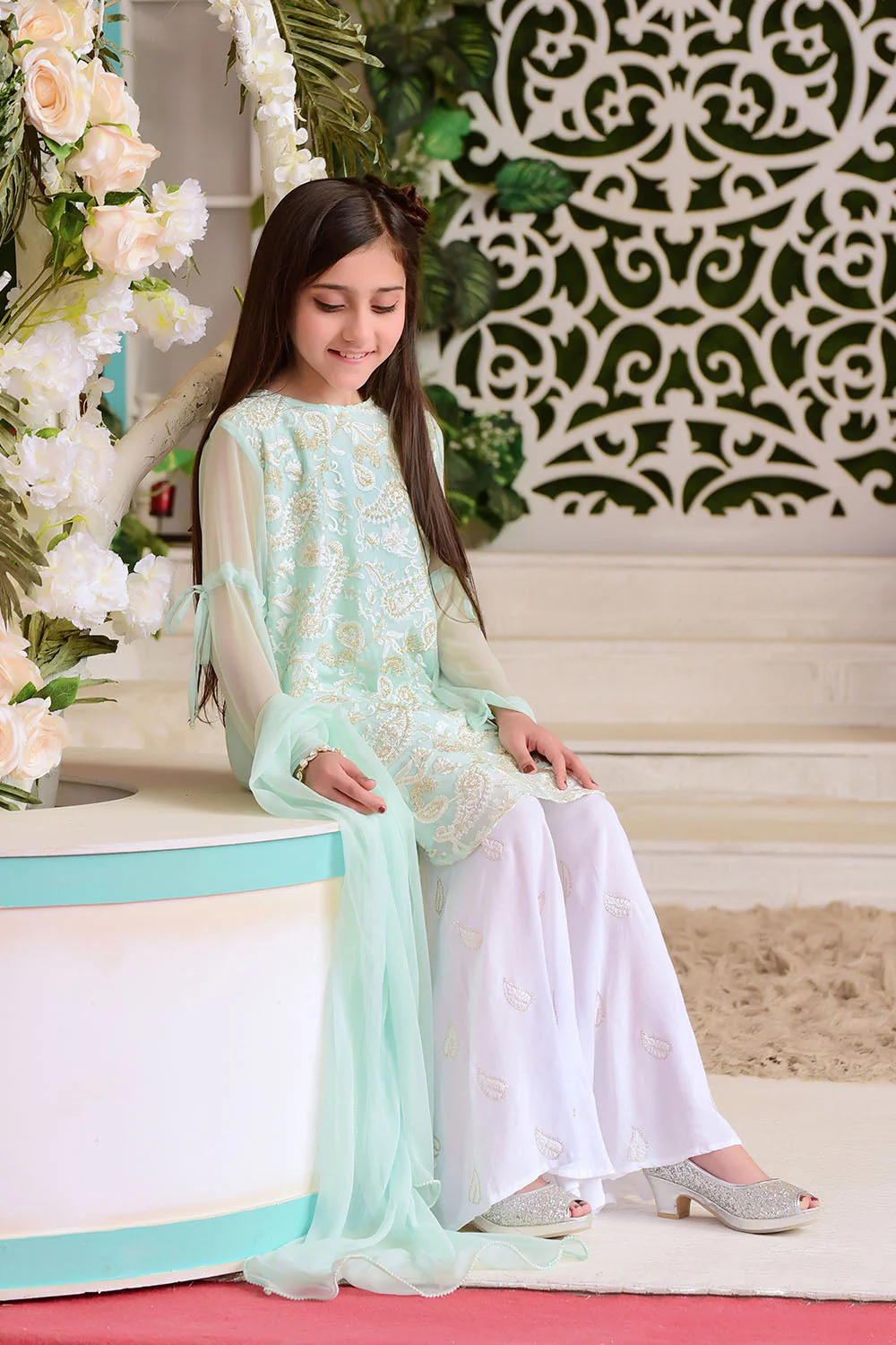 Ochre Clothing Chiffon Embroidered 3 Pc Suit - Image 4