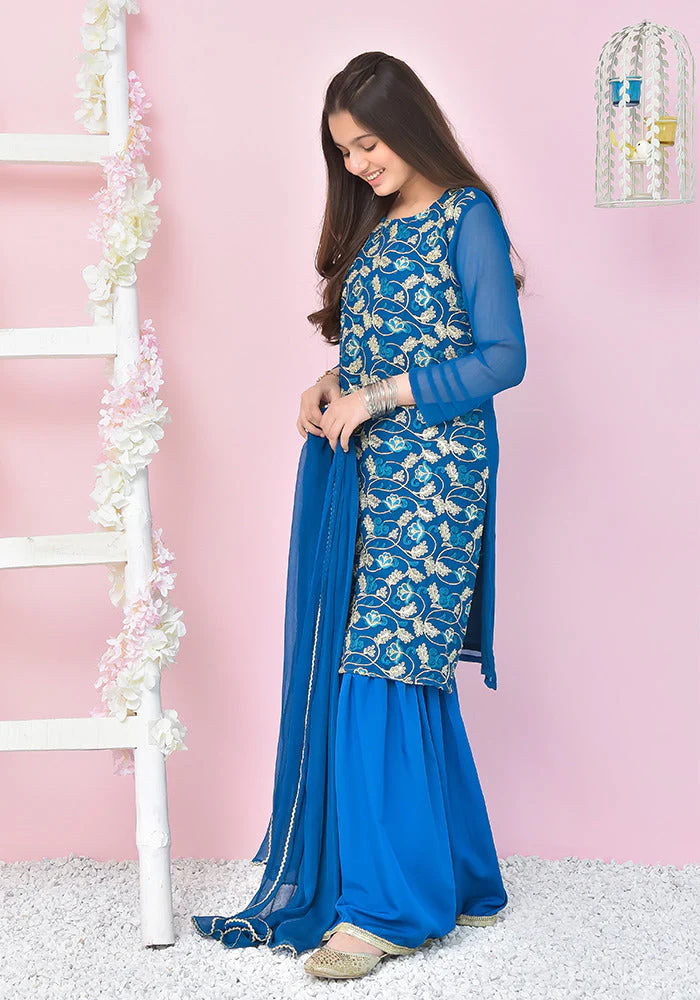 Ochre Clothing Chiffon Embroidered 3 Pc Suit - Image 3