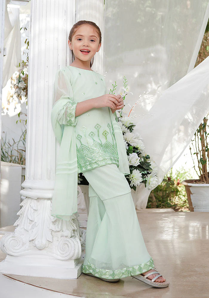 Ochre Clothing Chiffon Embroidered 3 Pc Suit - Image 2