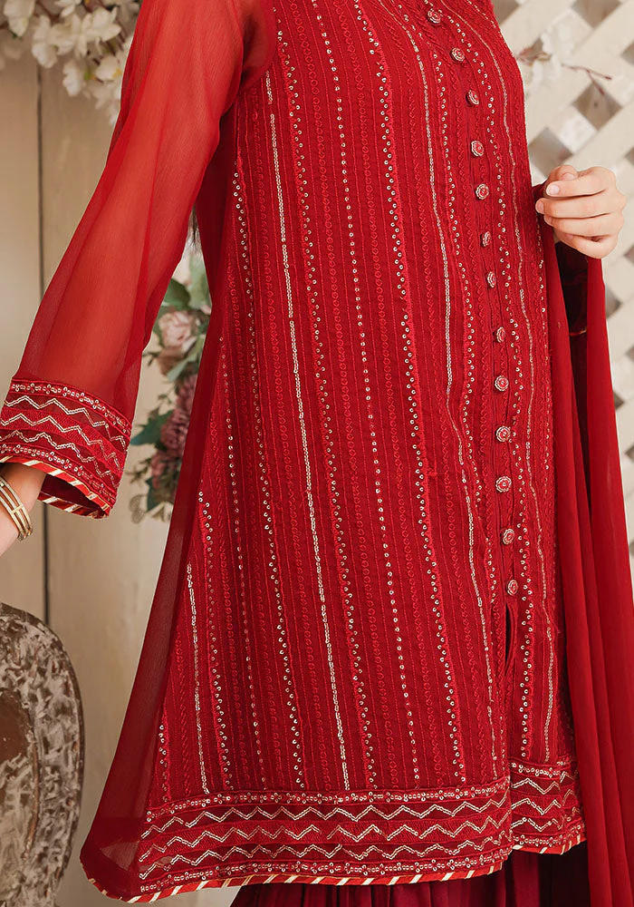Ochre Clothing Chiffon Embroidered 3 Pc Suit - Image 3