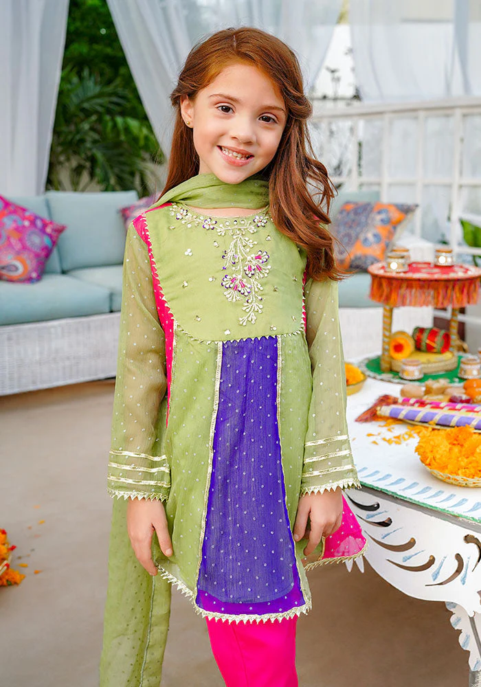 Ochre Clothing Chiffon Hand Adda Work 3 Pc Suit - Image 5