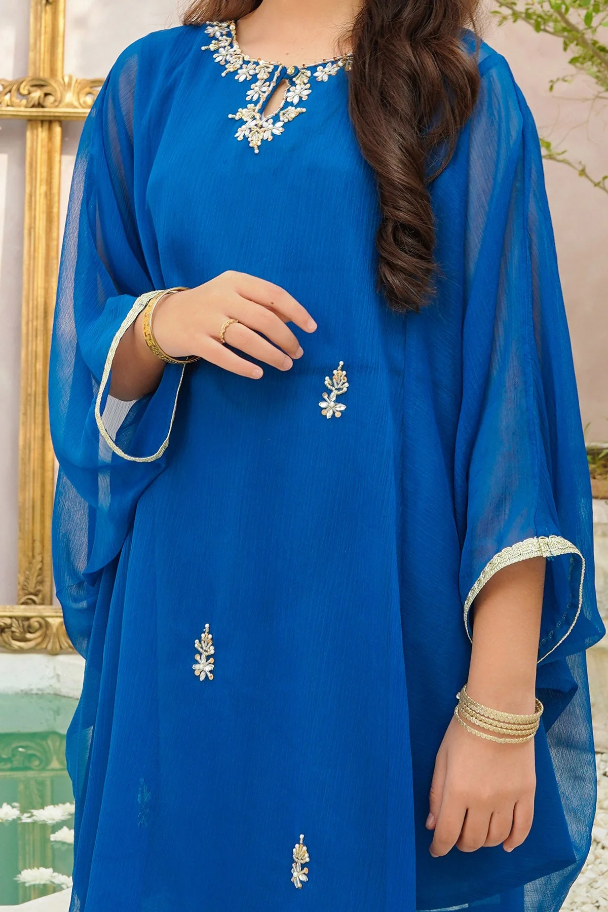 Ochre Clothing Chiffon Hand Adda Work 2 Pc Suit - Image 2