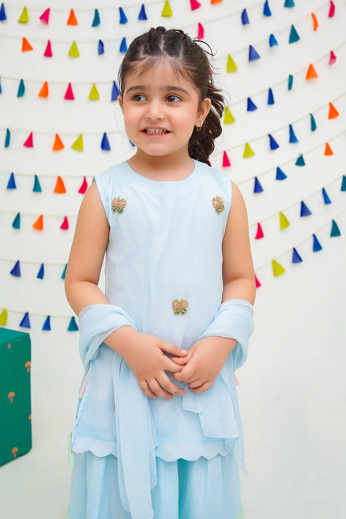Ochre Clothing Chiffon Hand Adda Work 3 Pc Suit - Image 2