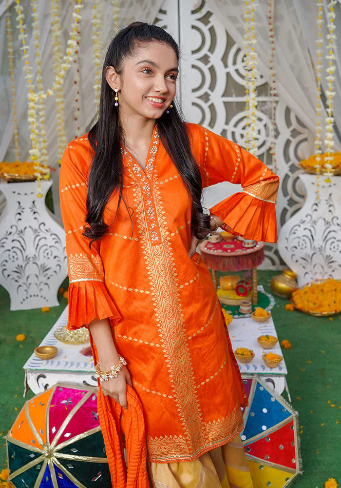 Ochre Clothing Paper Cotton Printed 3 Pc Suit - Image 7