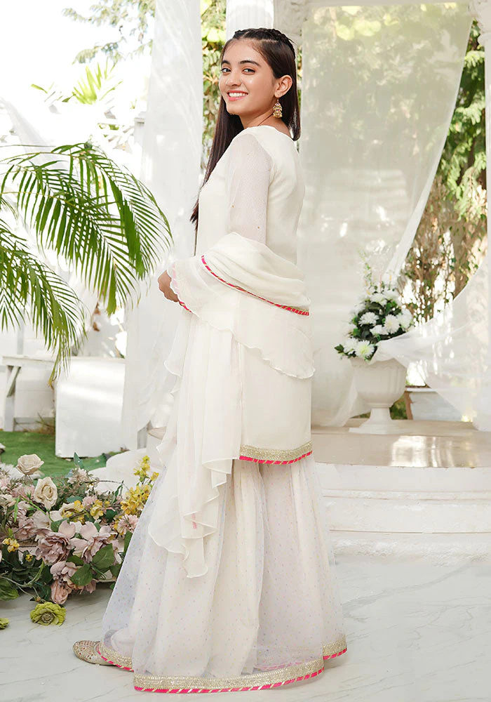 Ochre Clothing Chiffon Hand Adda Work 3 Pc Suit - Image 4