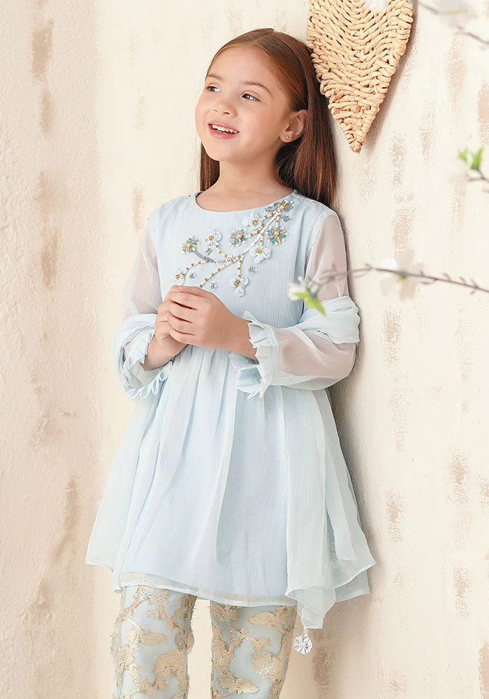 Ochre Clothing Chiffon Hand Adda Work 3 Pc Suit - Image 3