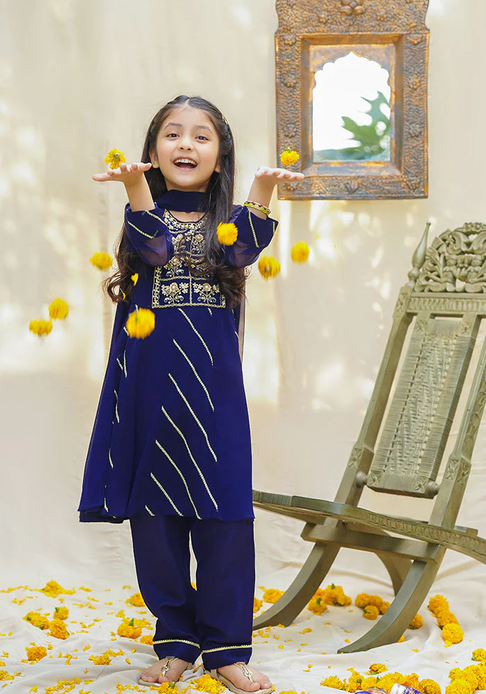 Ochre Clothing Chiffon Hand Work 3 Pc Suit - Image 2