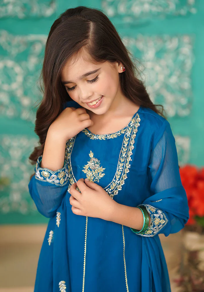 Ochre Clothing Chiffon Hand Work 3 Pc Suit - Image 2