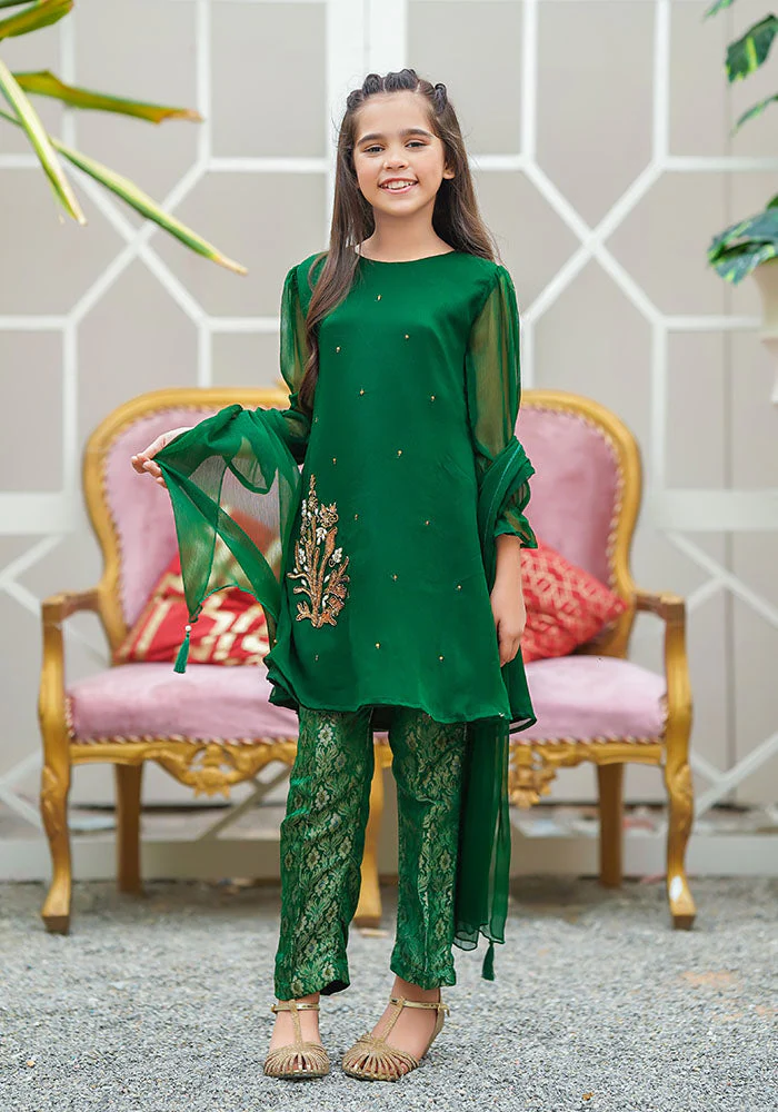 Ochre Clothing Chiffon Hand Work 3 Pc Suit - Image 2