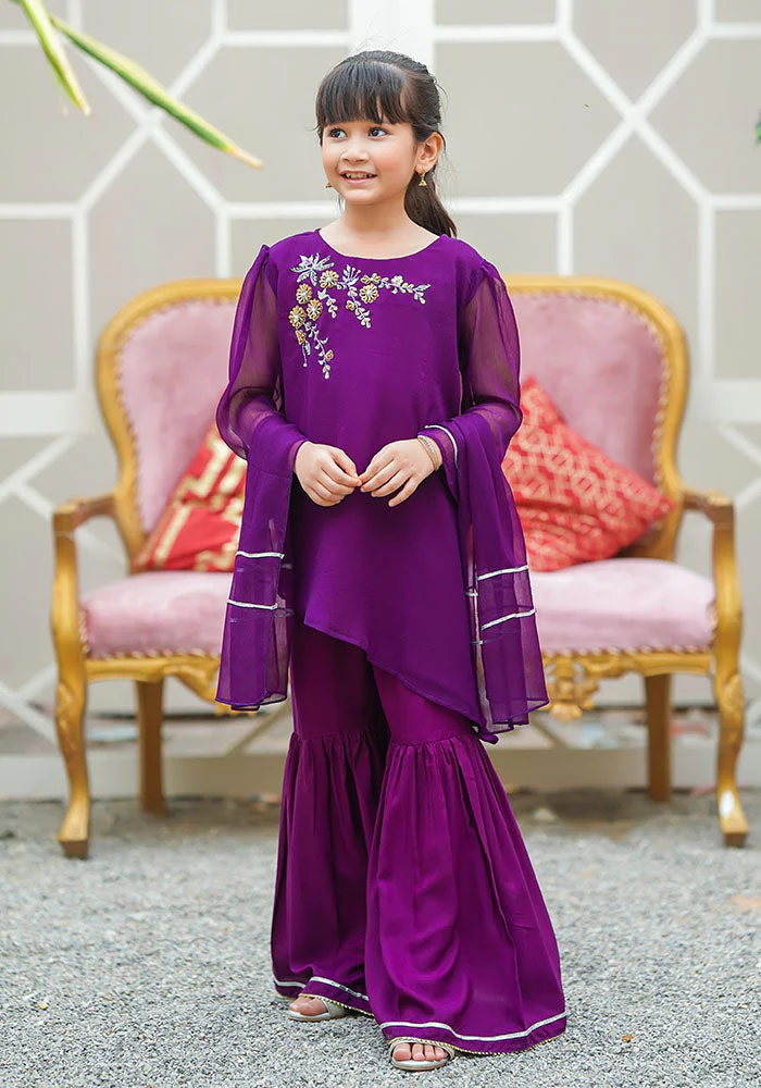 Ochre Clothing Chiffon Hand Work 3 Pc Suit - Image 2