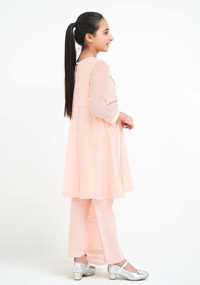 Ochre Clothing Chiffon Hand Work 3 Pc Suit - Image 4