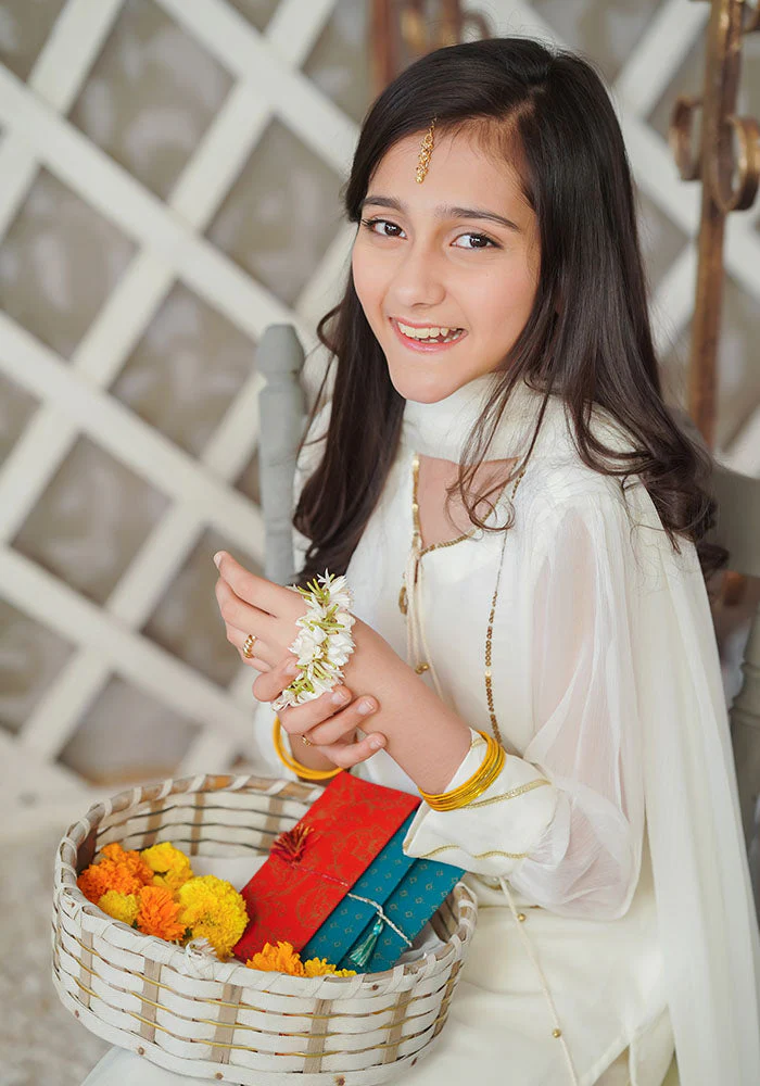 Ochre Clothing Chiffon Hand Work 3 Pc Suit - Image 3