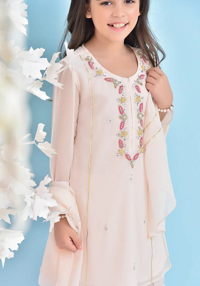 Ochre Clothing Chiffon Hand Work 3 Pc Suit - Image 4